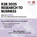 Oberta convocatòria: Ajuts per a la Valorització del Coneixement - Research to Business (R2B) 2025